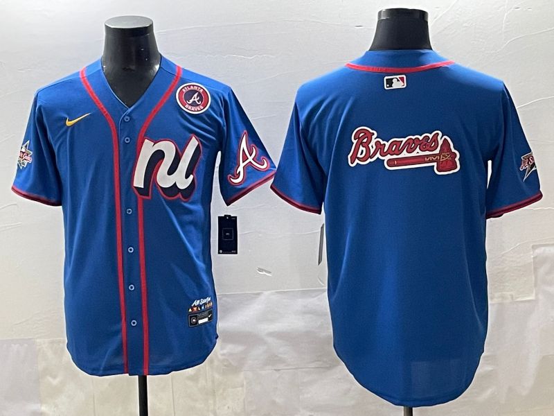 Men 2025 Atlanta Braves Blank Blue All star Blank Blue Nike MLB Jersey style 6->atlanta braves->MLB Jersey